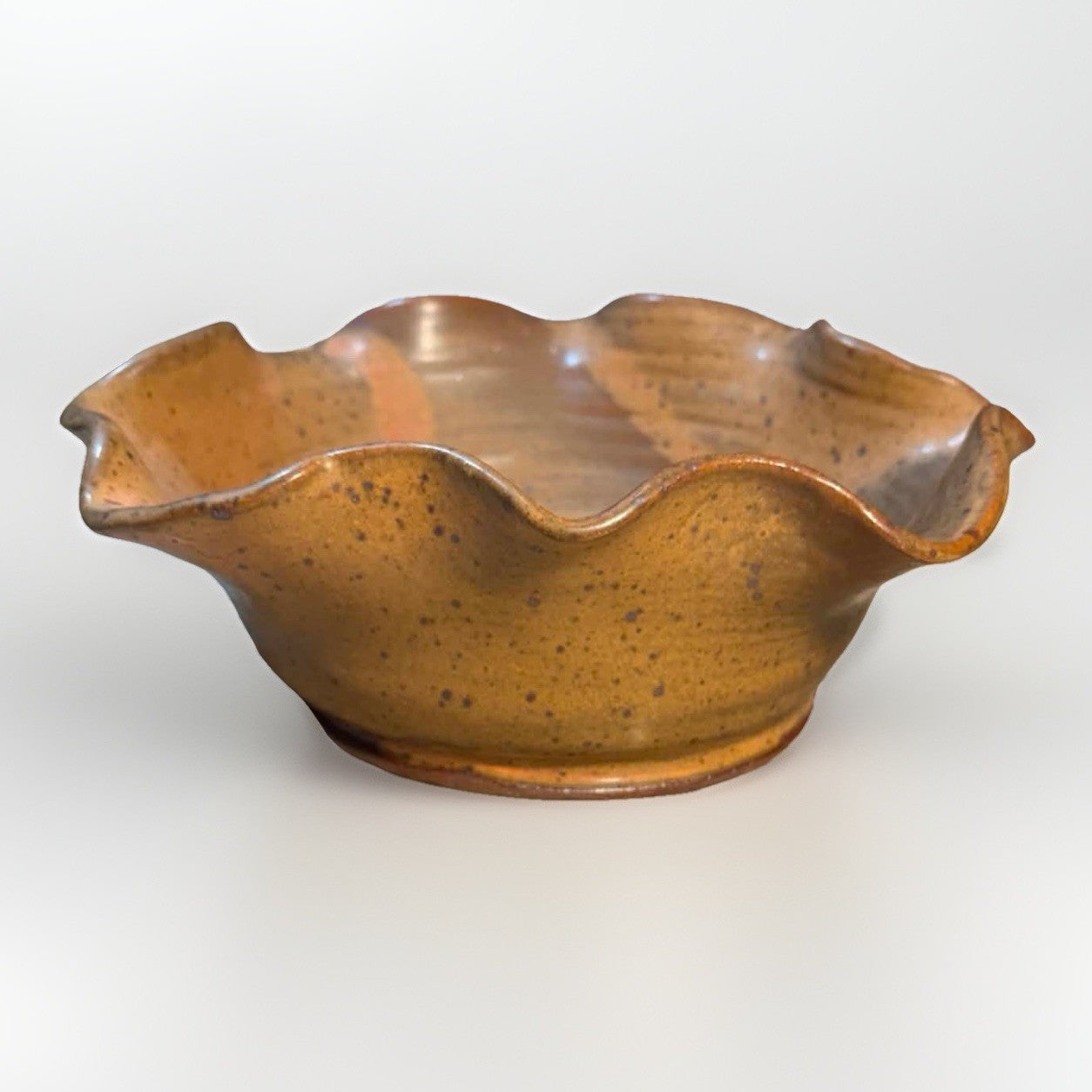 MCM Joel Edwards Studio Pottery Ruffled Bowl Signed Artisan Ceramic California