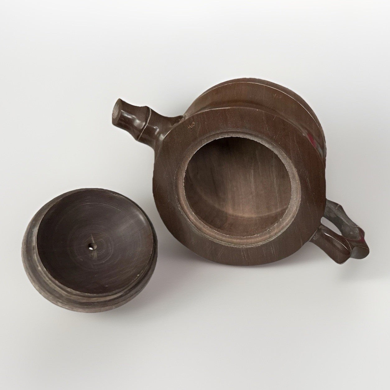 Vintage Chinese Riverstone Bamboo Teapot “天下壶城” Yixing Style w/ Silk Pouch
