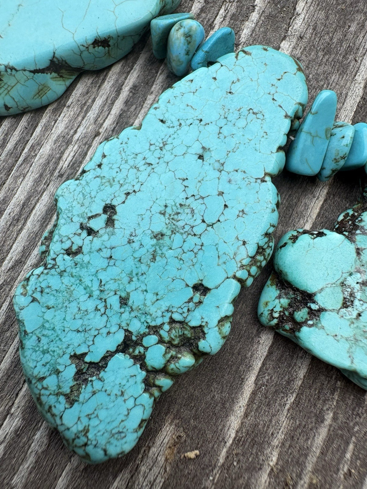 Turquoise Nugget Statement Necklace & Matching Earrings Southwestern Boho Set