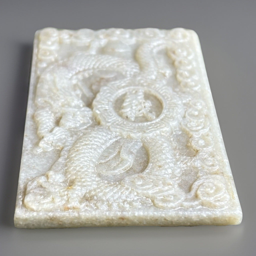 Antique Old Chinese Natural Jade Carved Double Sided Plaque 93 grams