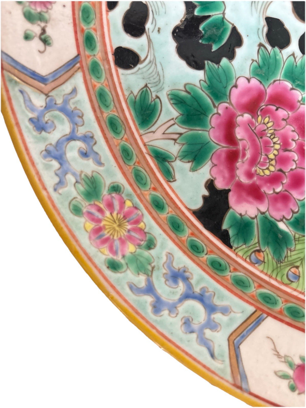 Antique NIPPON Charger Famille Noire PEACOCK -FLORAL- 12”