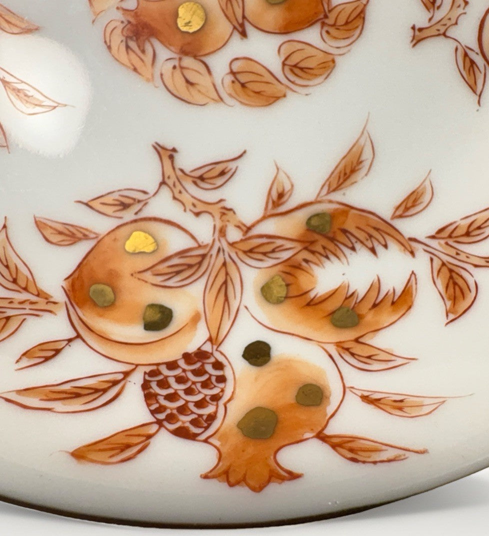 Pair of Hand-Painted Chinese Longevity Porcelain Plates 5.5” –Gilded Pomegranate