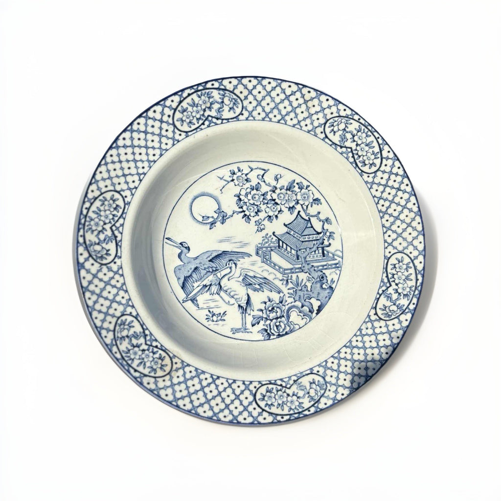 Antique English Blue White Transferware Plate Orient Hales Hancock Godwin 9”