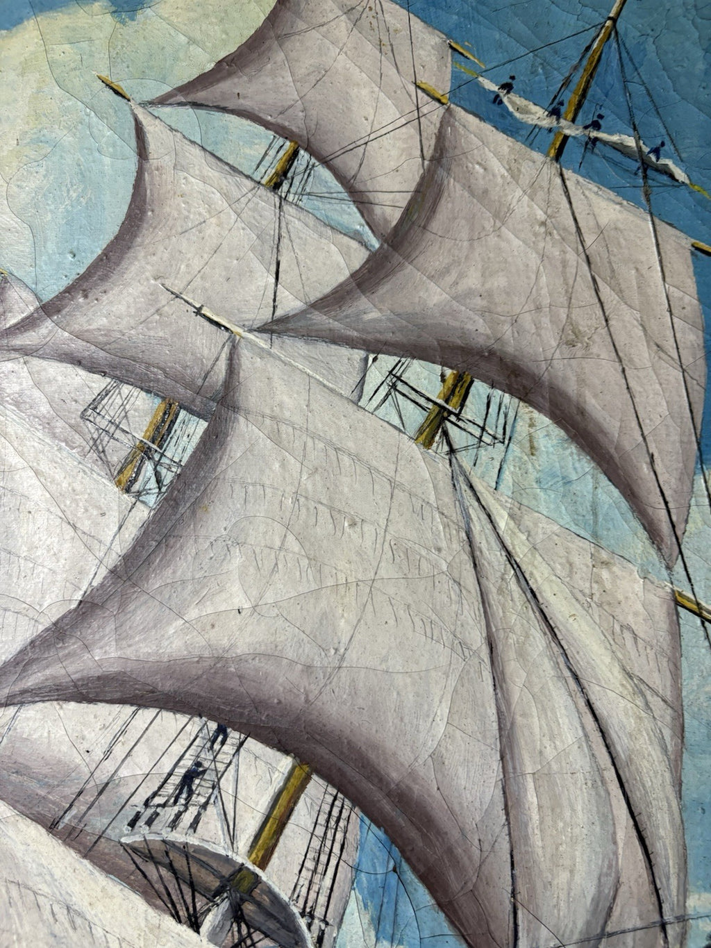 Antique 1890–1930 H.C. Anderson Oil Painting Tall Ship • Maritime Seascape Art