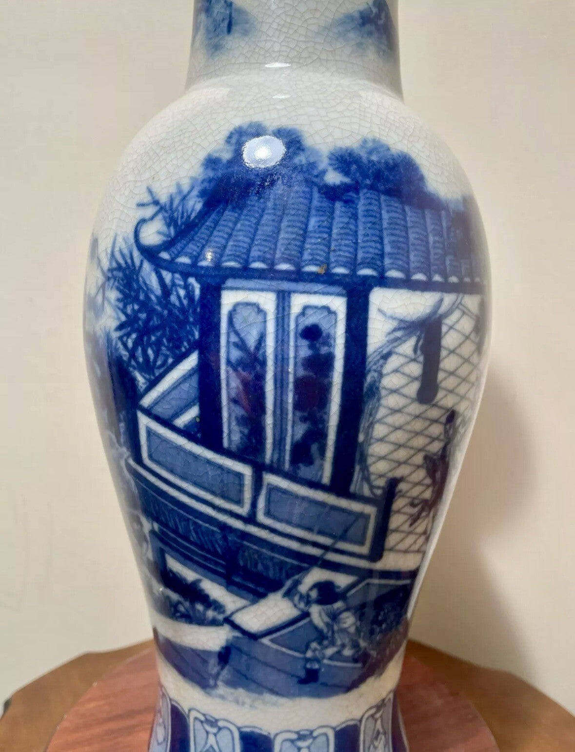 Qianlong Dynasty Mark Blue and White  Vase with Samurai fighting Hand,Paint,