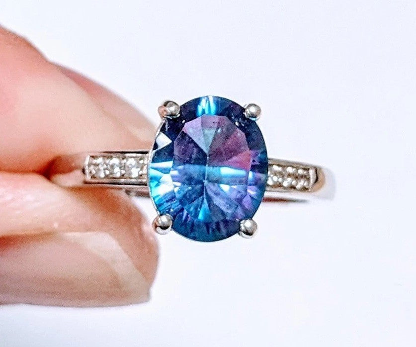 Mystic Topaz Ring Sterling Silver Jewelry  Size 7.75