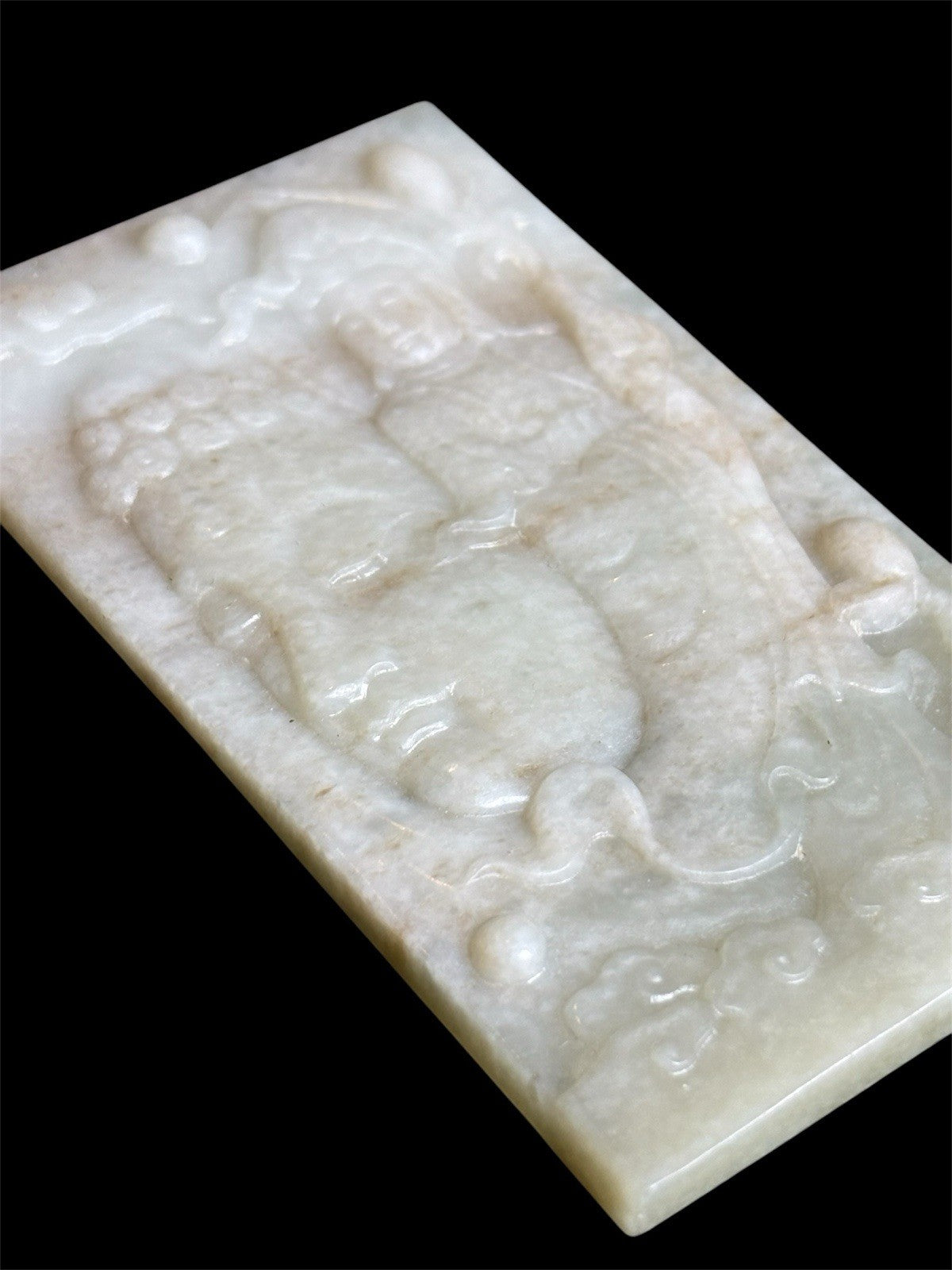 Antique Old Chinese Natural Jade Carved Double Sided Guan Yin 76 grams