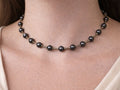 Vintage Sterling Silver 925 Dark Gray Freshwater Pearl Necklace 11” Child