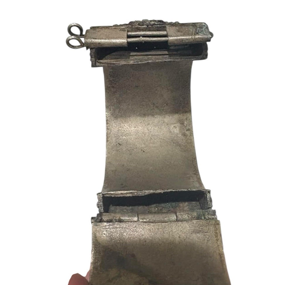 19th C Antique Ottoman / Berber Silver Hinged Tribal Cuff Bracelet
