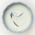 Handpainted Japanese Studio Porcelain Bowl – Pink and Blue Floral Motif,