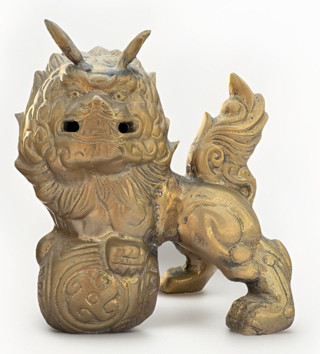 Vintage Brass FOO DOGS: Pair of Brass Foo Dog. 5”x 5”