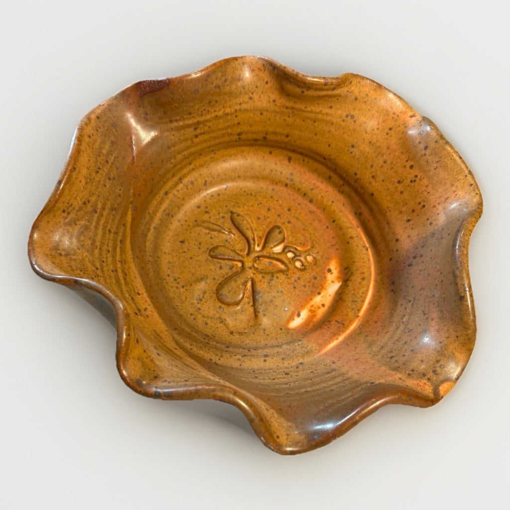 MCM Joel Edwards Studio Pottery Ruffled Bowl Signed Artisan Ceramic California