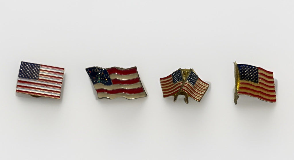 FOUR Vintage American USA Flag Lapel Pins