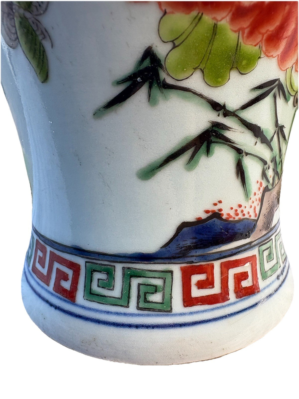 Antique Chinese 14" Famille Verte Phoenix & Peony Vase, Guangxu Era Style