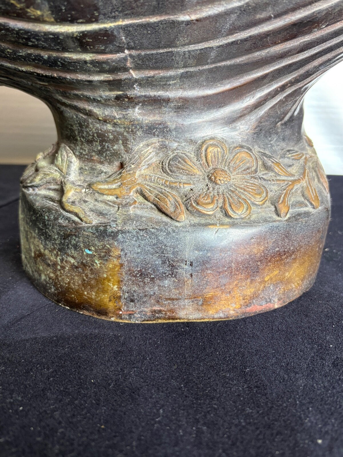 Antique Bronze Art Nouveau Figural Vase Putti Cherubs Floral Relief 20” Tall