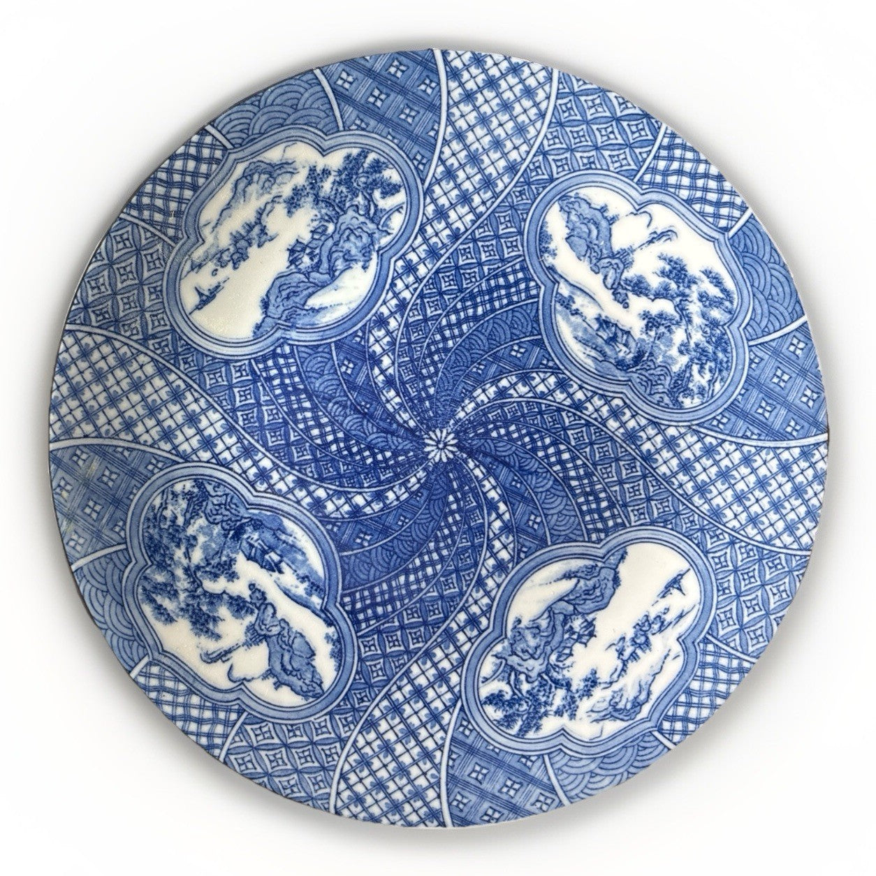 VINTAGE Blue & White Decorative Platter,  Andrea by Sadek Japan