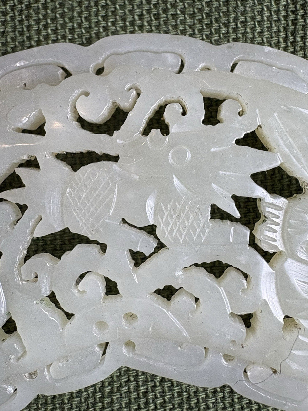 Antique Openwork Jade Plaque with Scholar and Floral Motifs 28grams 18thc