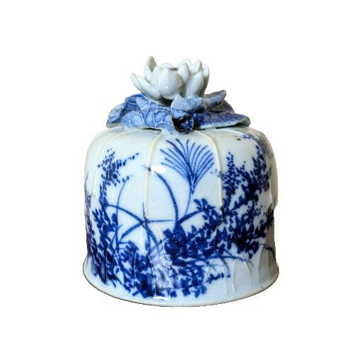 Rare 19thC Victorian Blue White Porcelain Pitcher Floral Relief Teapot Antique