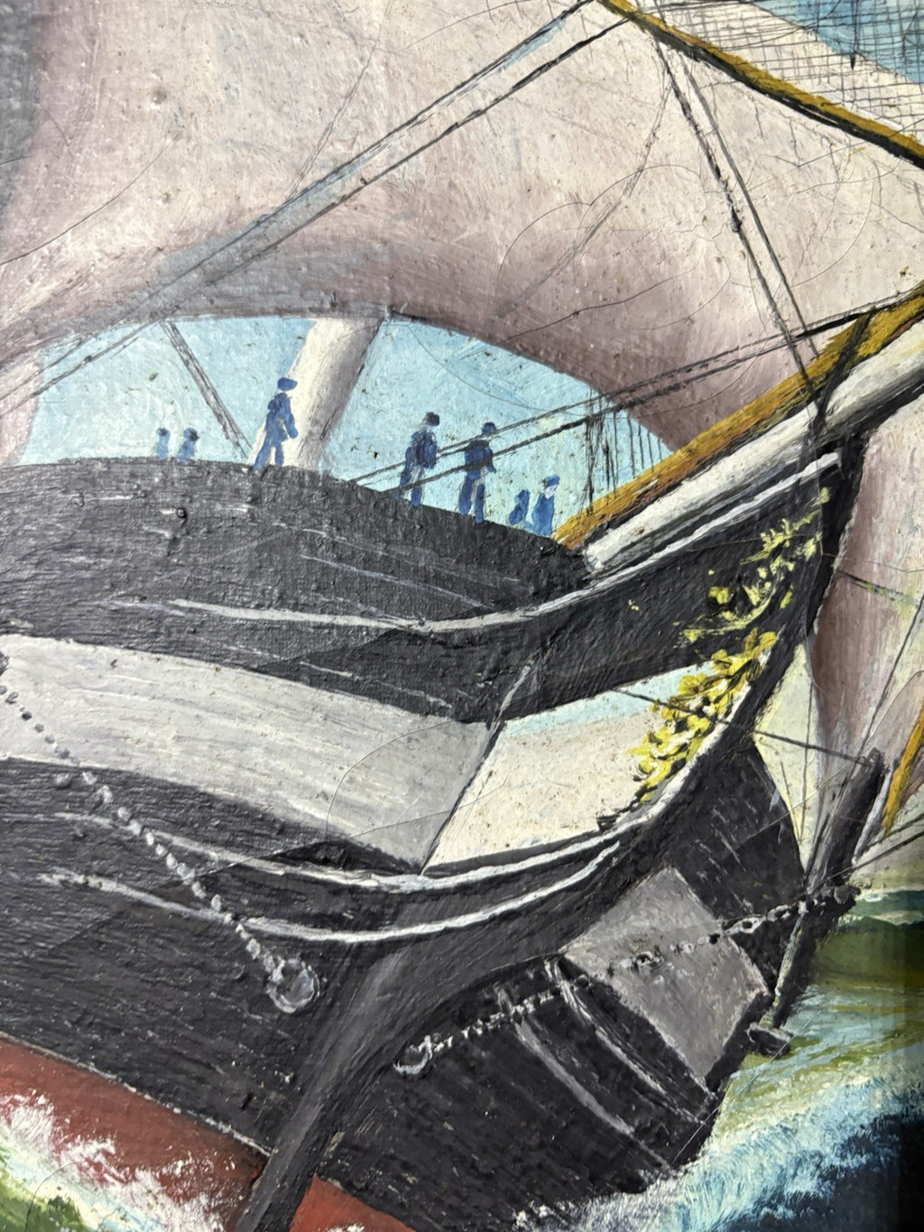 Antique 1890–1930 H.C. Anderson Oil Painting Tall Ship • Maritime Seascape Art