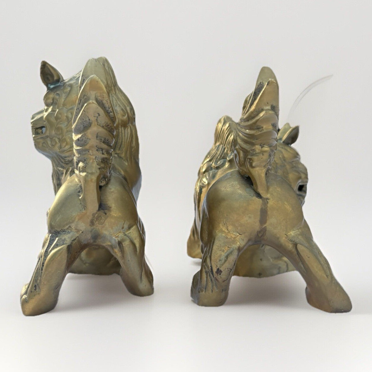 Vintage Brass FOO DOGS: Pair of Brass Foo Dog. 5”x 5”