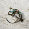Sterling Silver Zuni Style Turquoise & Opal Inlay Lizard Brooch