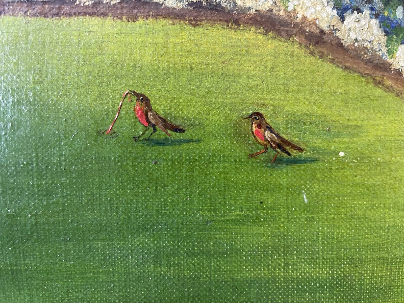 Franklin Barrett 1929 Original Oil Painting Garden Scene 42x30 Gilt Frame
