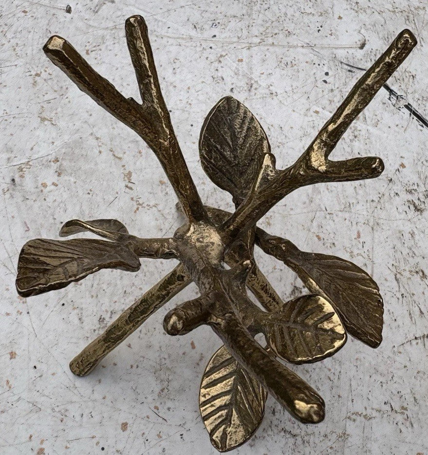 Vintage Brass Twig and Leaves Sculpture | Ring | Jewelry Holder