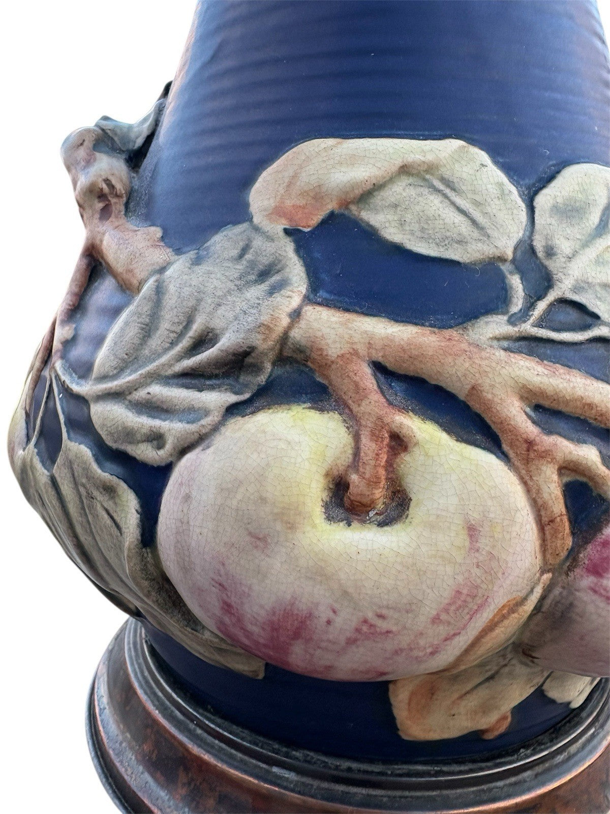 Antique Weller Baldin Apple Pottery Lamp Base