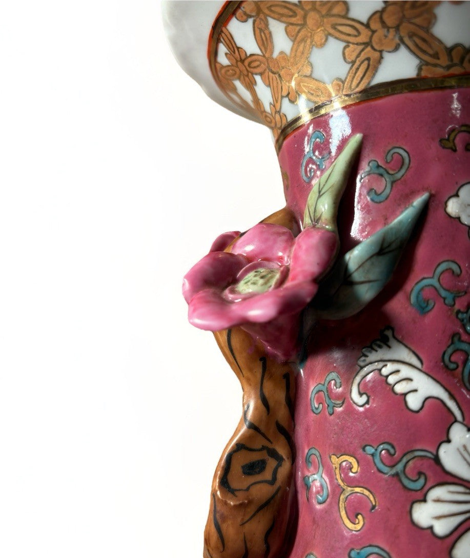 Monumental Chinese Famille Rose Porcelain Vase Lamp 36” – Applied Florals