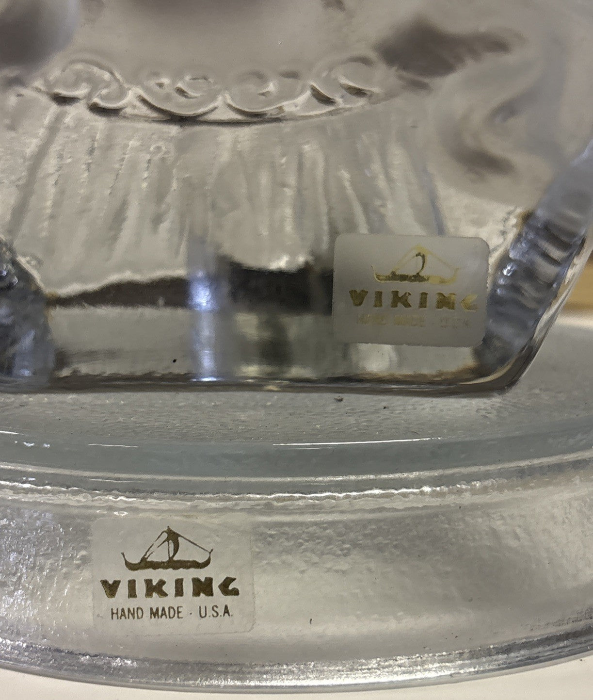 Vintage Frosted Glass Virgin Mary Sculpture Figurine by Viking W Candle Stand