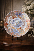 18"In XLARGE 19th C. JAPANESE PORCELAIN CHARGER, mountains, birds