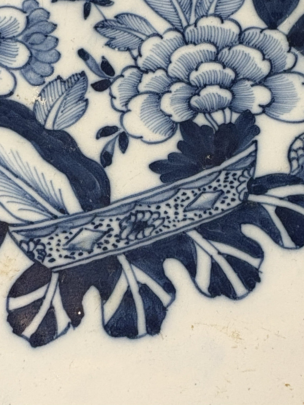 Antique Chinese Blue & White Basket of Flowers Charger 19th C. Qing 14.5”