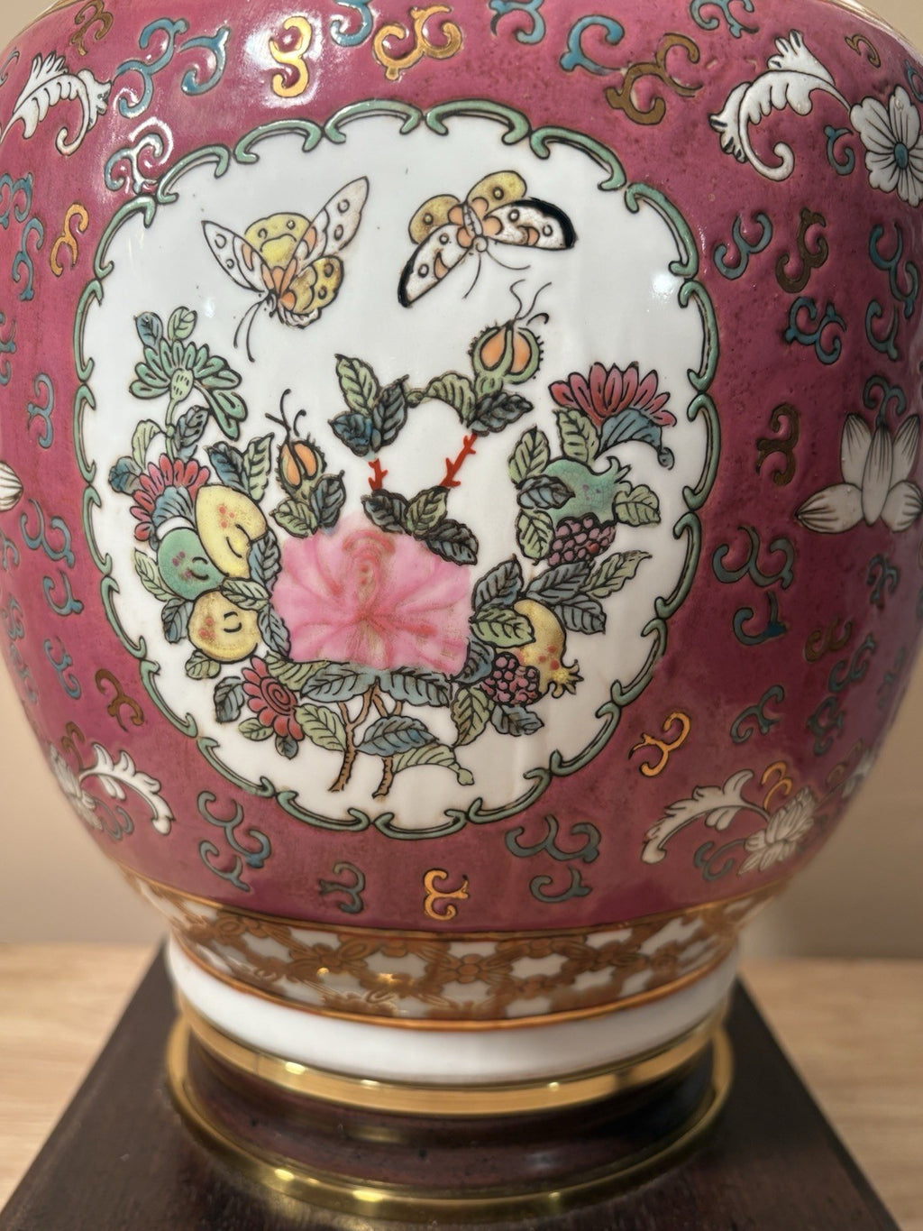 Monumental Chinese Famille Rose Porcelain Vase Lamp 36” – Applied Florals