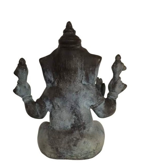 Antique Bronze Ganesha Statue Hindu God Ganesh Figurine Spiritual 10"