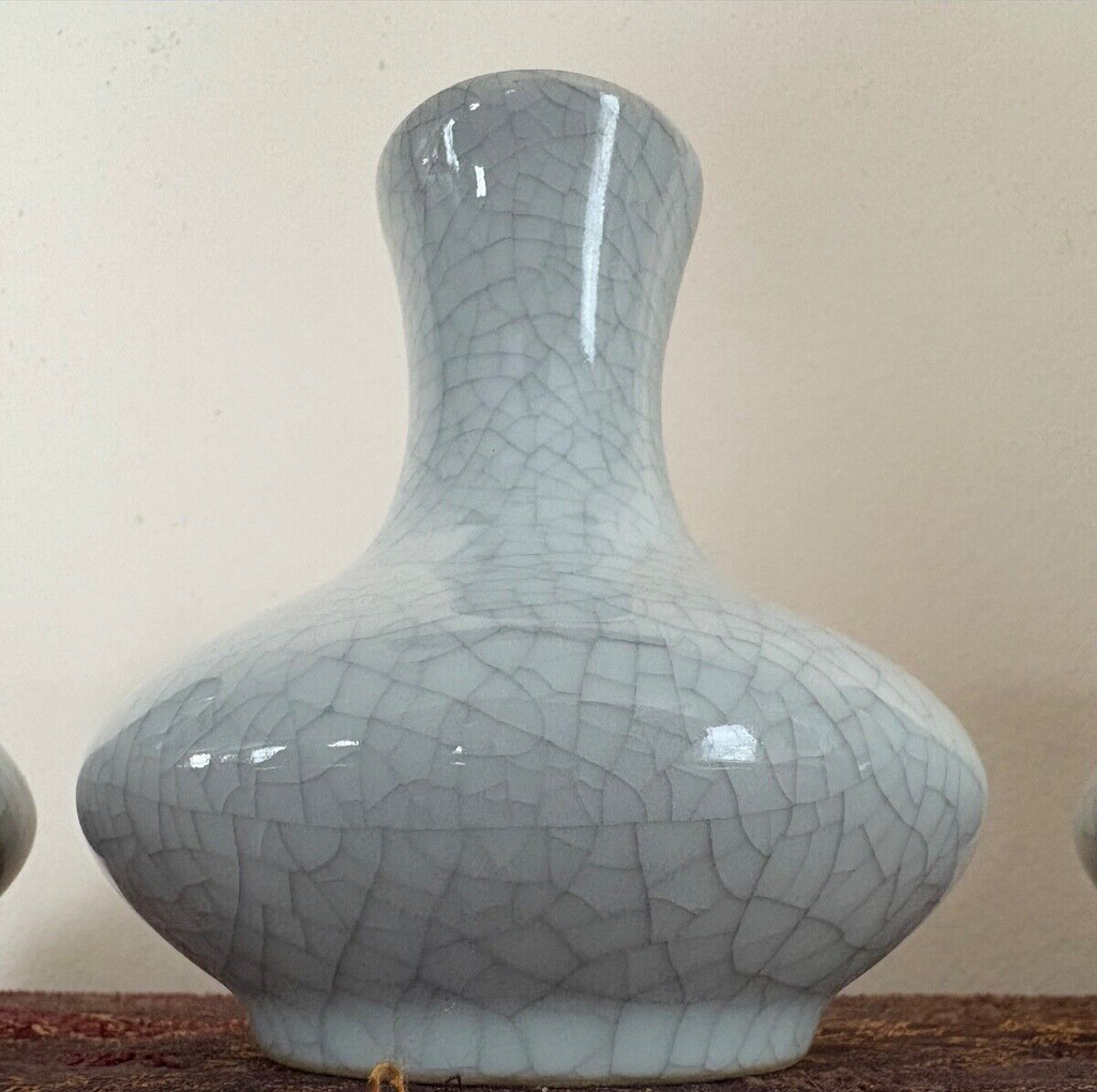 Set of 4 Crackle Glaze Vase 5” tall