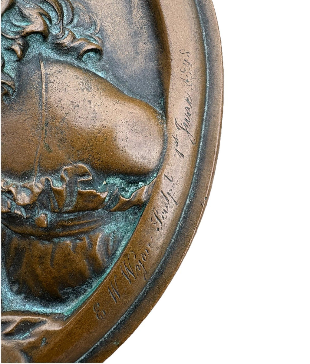 Antique Bronze Plaque Calmady Children Wyon After Lawrence Cherub Relief
