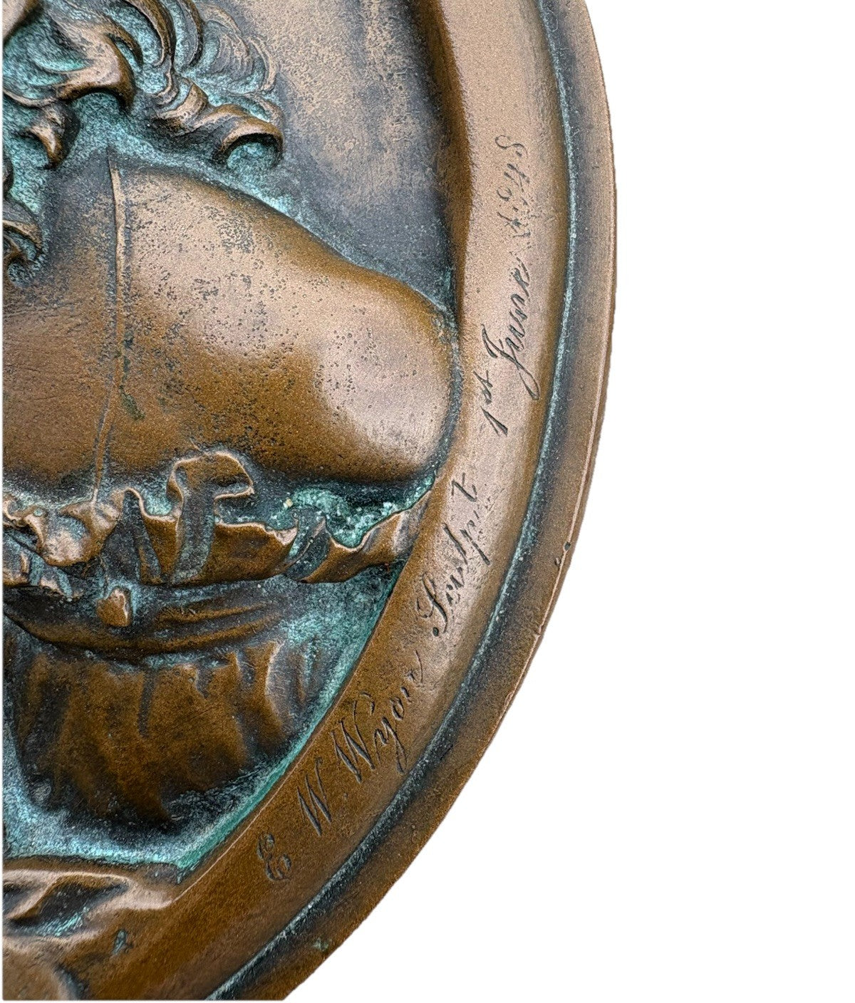 Antique Bronze Plaque Calmady Children Wyon After Lawrence Cherub Relief