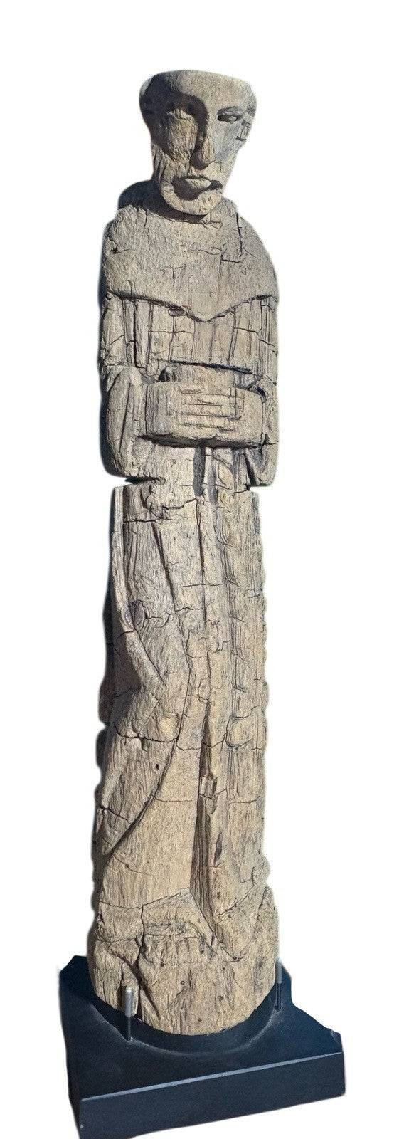 Rare Spanish Colonial Santos Monk Statue Carved Wood Franciscan 16th C