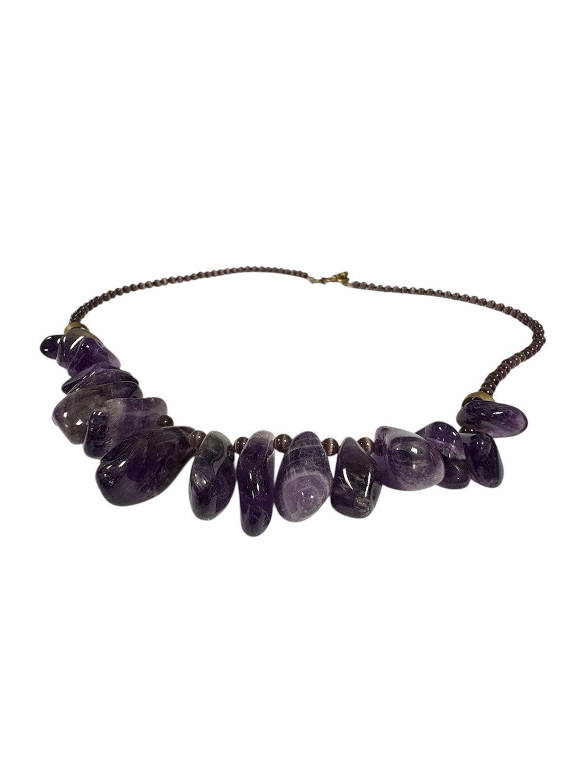 Vintage Amethyst Nugget Statement Necklace with Gold Toggle Clasp