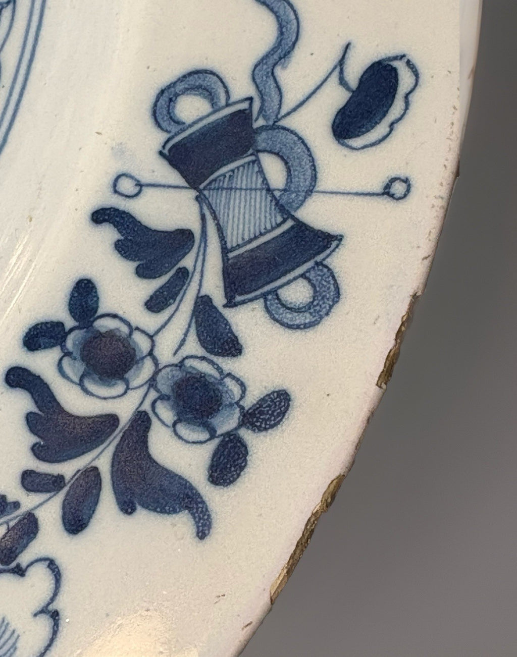 Antique Chinese Blue & White Basket of Flowers Charger 19th C. Qing 14.5”