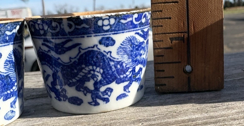 A Pair Chinese Blue&White Porcelain Hand Painted Dragon Pattern Cups 2351