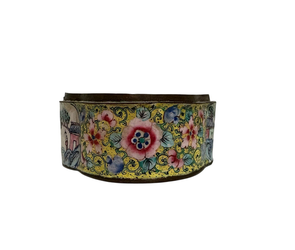 Antique Chinese Enamel On Copper Tricket Bowl, Late Qing Period Marked!