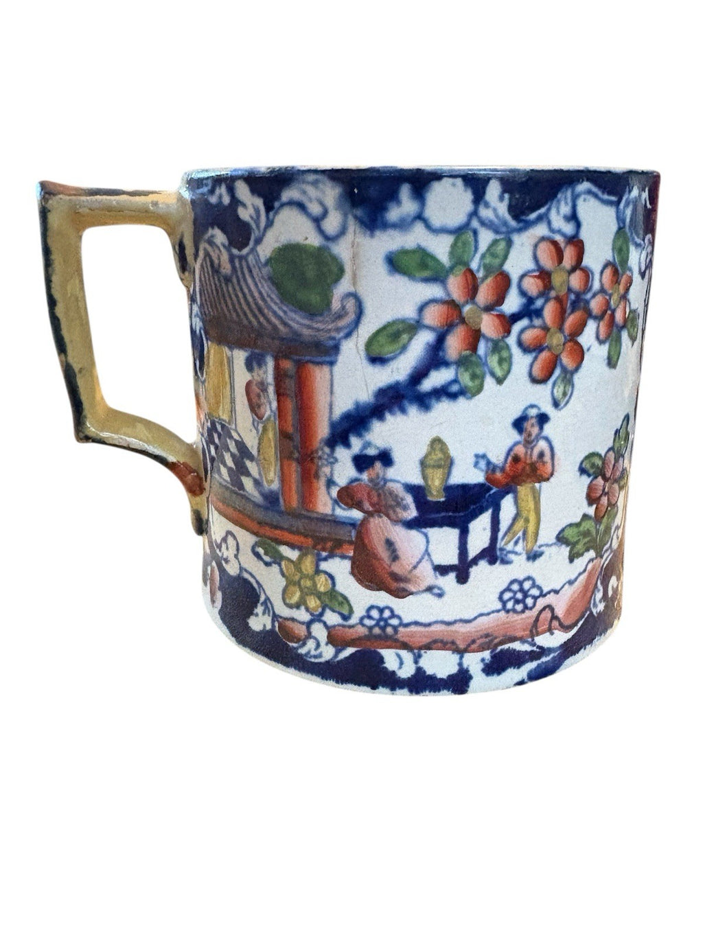 Antique Baggerly & Ball Pottery Mug – “Boy in the Window” Pattern – c.1830