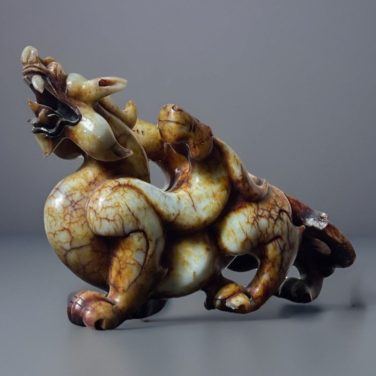 Antique Chinese Yellow Jade Mythical Beast Sculpture – Ming to Early Qing Era