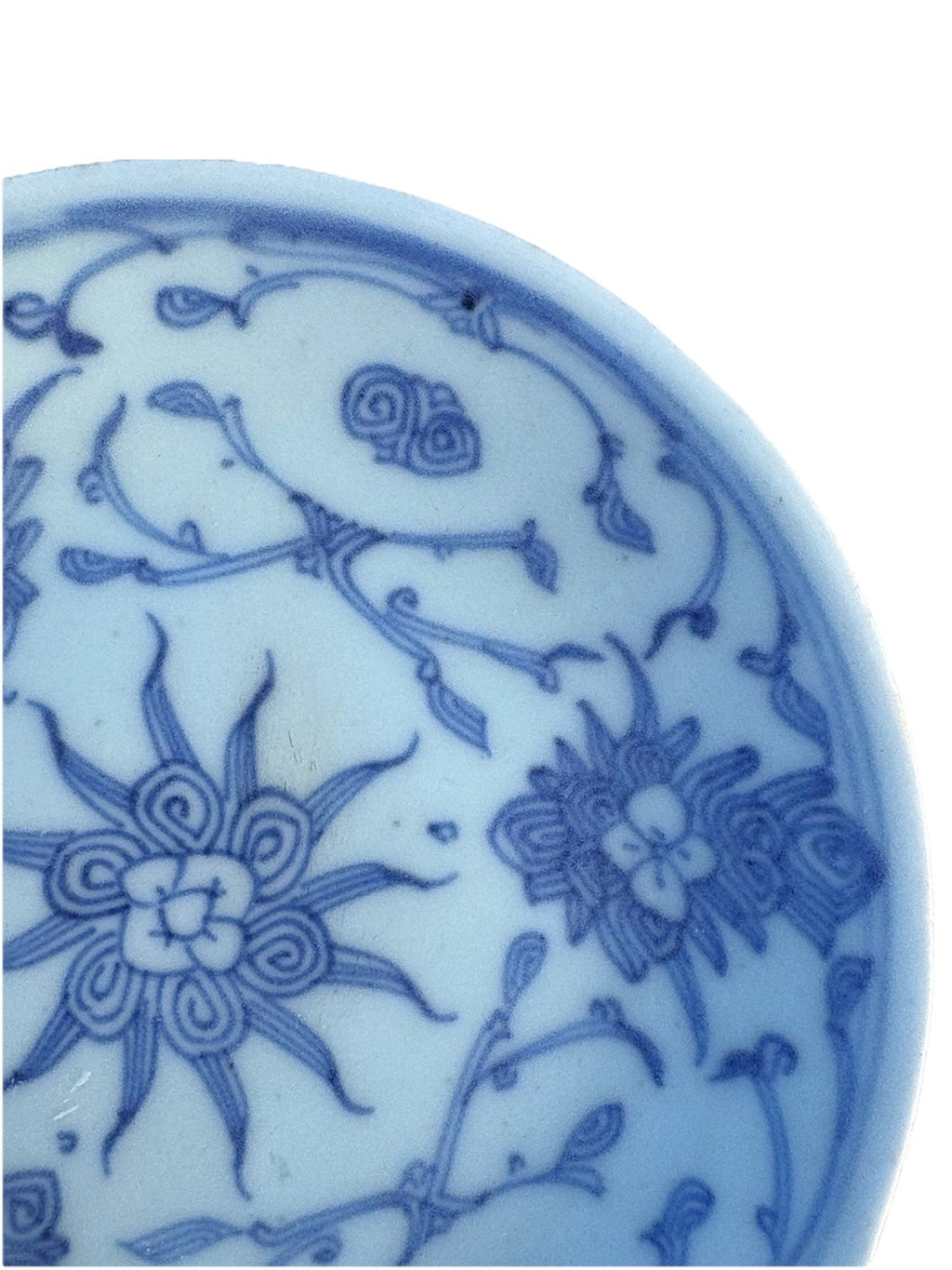Antique Chinese Blue & White Lotus Dish, Qianlong Style Mark, c1900
