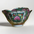 Antique Chinese Famille Rose Lobed Bowl | Gilt Enamel Figures & Peaches | Quin