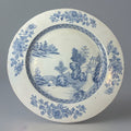 Antique Chinese Blue & White Landscape Charger 19th C. Qing 15” Hand Painted