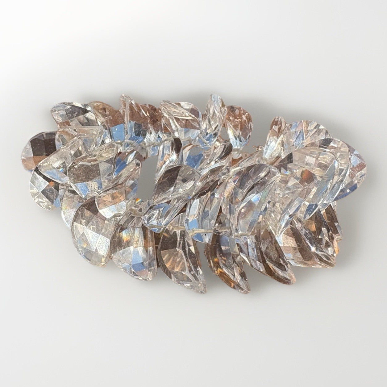 Sculptural Clear Faceted Quartz Statement Bracelet