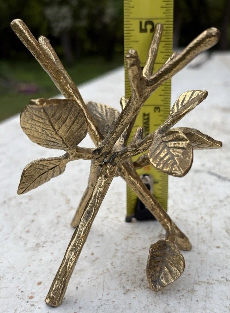 Vintage Brass Twig and Leaves Sculpture | Ring | Jewelry Holder