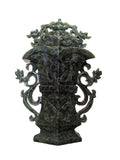 Antique Chinese Carved Green Jade Ritual Vase Archaistic Hu Form 11.5”
